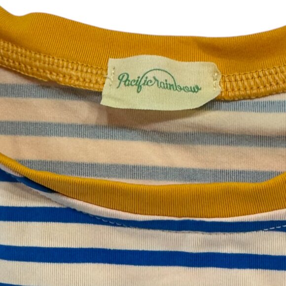 PACIFIC RAINBOW - SUN PROTECTIVE TS - STRIPE - BLUE/BEIGE/YELLOW - NEW NO TAG - Picture 4 of 5